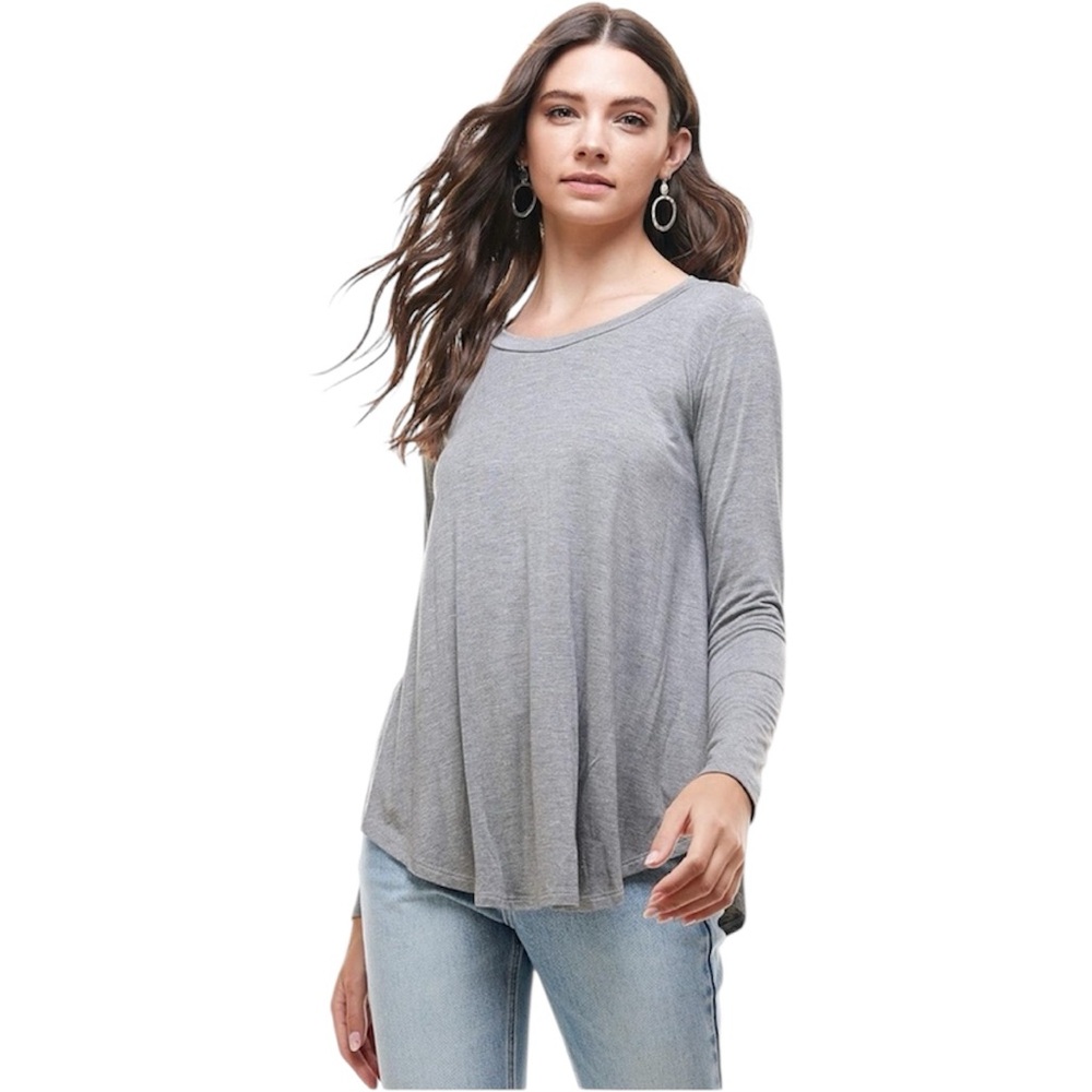 Ann Taylor‎ Heather Gray Long Sleeve Top Size XXL Oversized